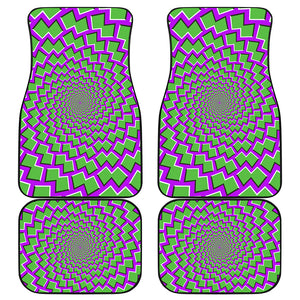 Green Shapes Moving Optical Illusion Front and Back Car Floor Mats