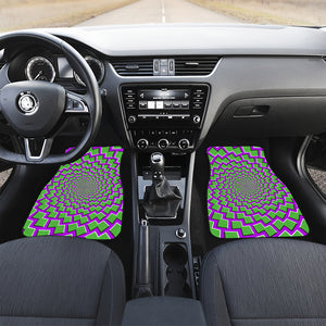 Green Shapes Moving Optical Illusion Front and Back Car Floor Mats