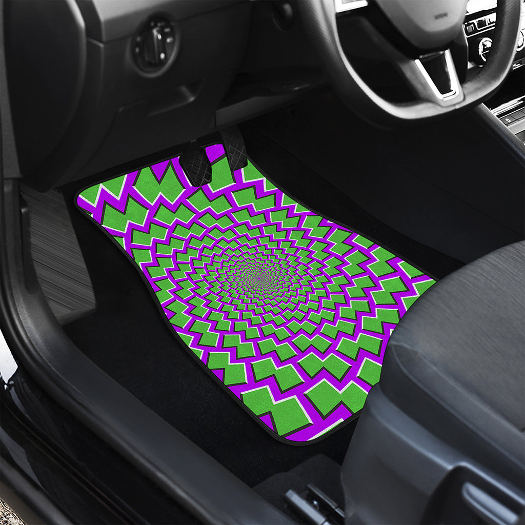 Green Shapes Moving Optical Illusion Front and Back Car Floor Mats