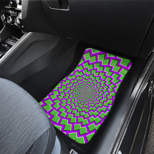 Green Shapes Moving Optical Illusion Front and Back Car Floor Mats