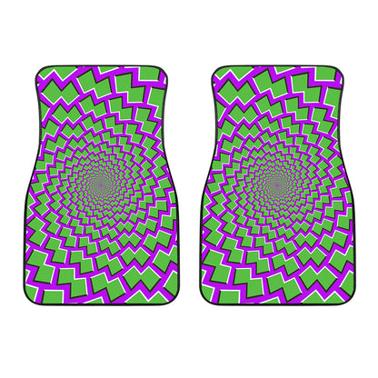 Green Shapes Moving Optical Illusion Front Car Floor Mats