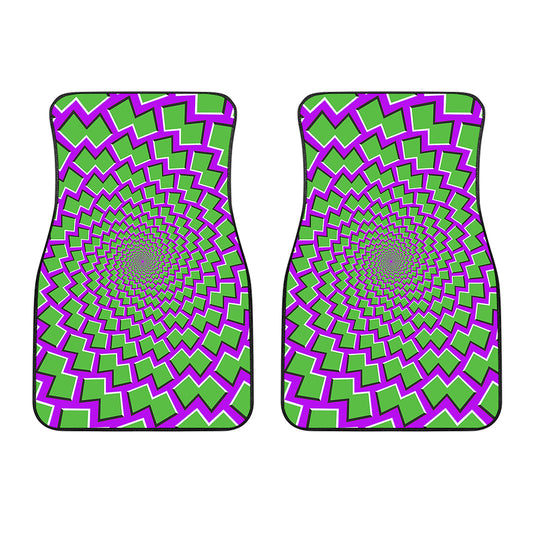 Green Shapes Moving Optical Illusion Front Car Floor Mats