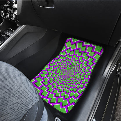 Green Shapes Moving Optical Illusion Front Car Floor Mats