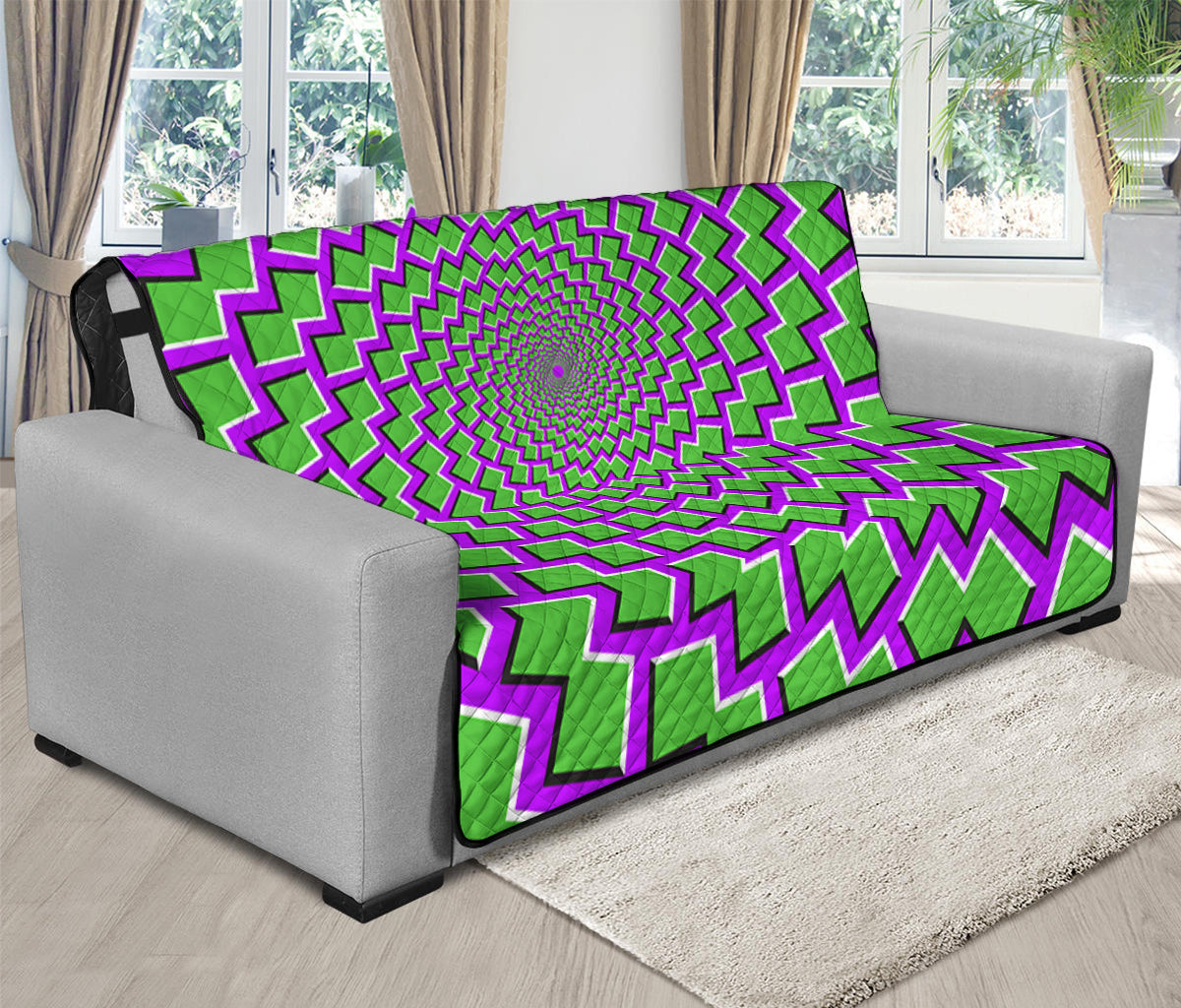 Green Shapes Moving Optical Illusion Futon Protector