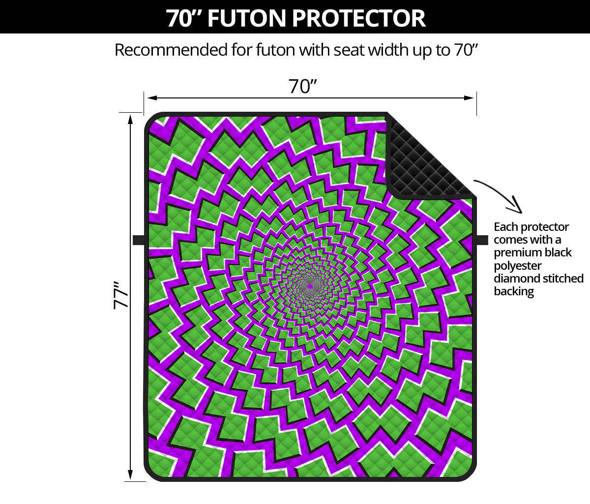 Green Shapes Moving Optical Illusion Futon Protector