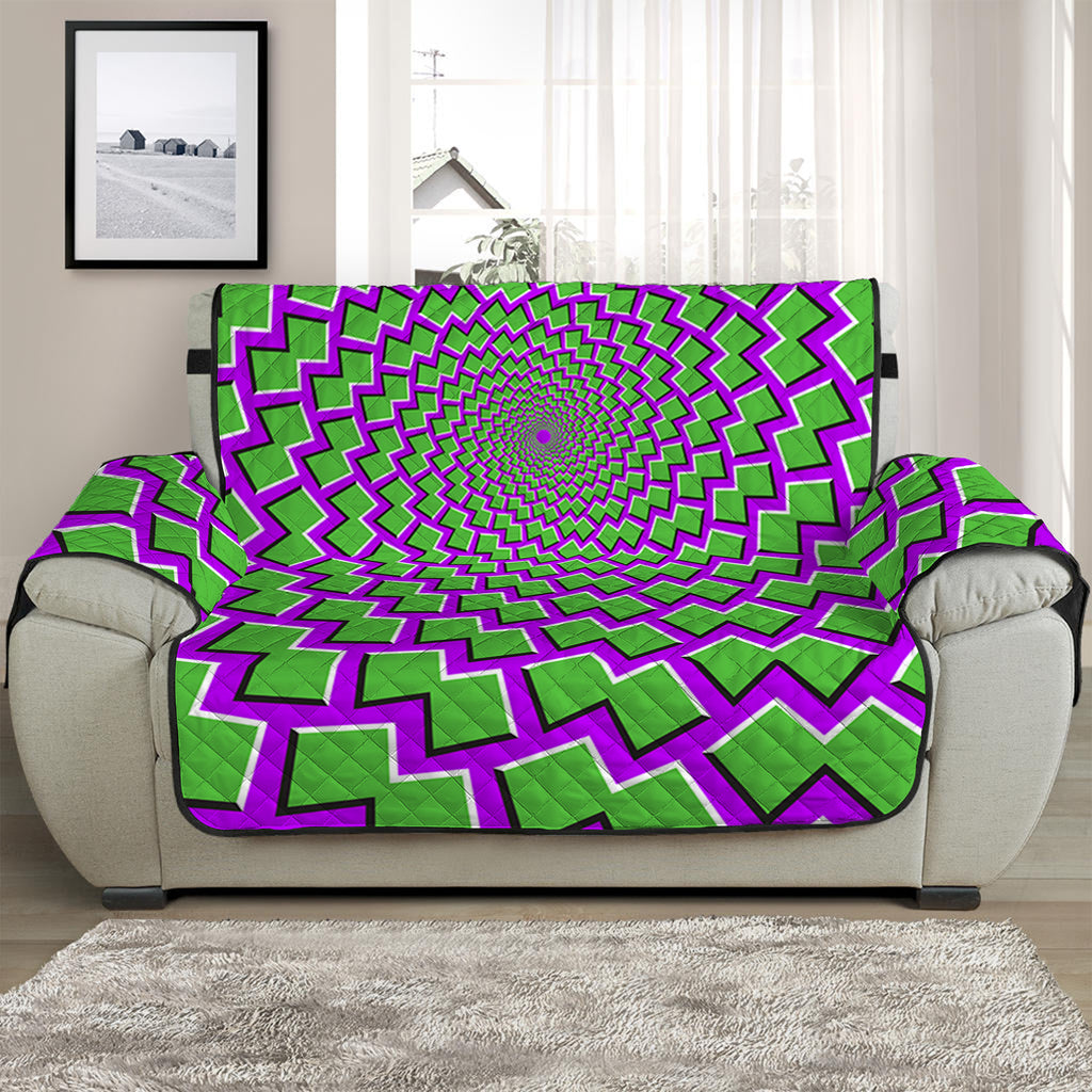 Green Shapes Moving Optical Illusion Half Sofa Protector