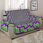 Green Shapes Moving Optical Illusion Half Sofa Protector