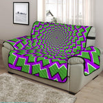 Green Shapes Moving Optical Illusion Half Sofa Protector