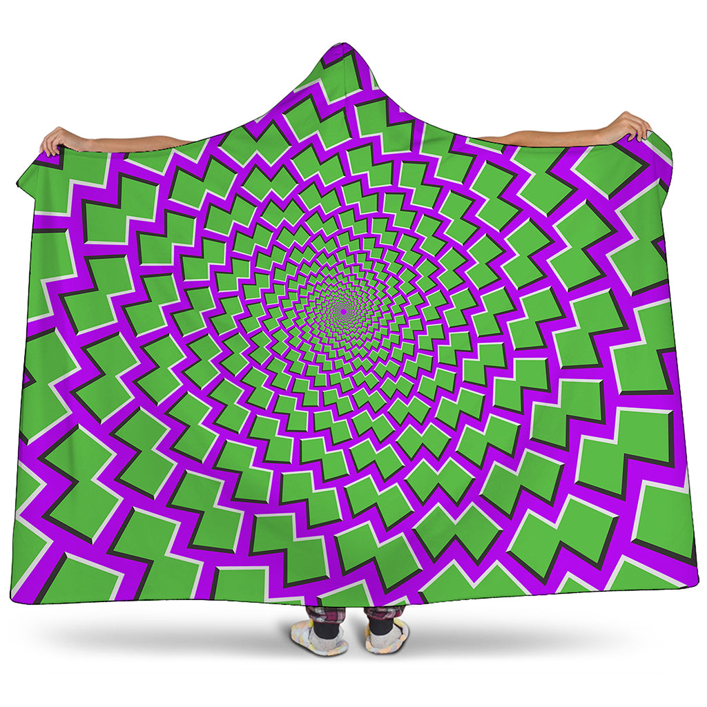 Green Shapes Moving Optical Illusion Hooded Blanket