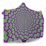 Green Shapes Moving Optical Illusion Hooded Blanket