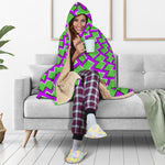 Green Shapes Moving Optical Illusion Hooded Blanket