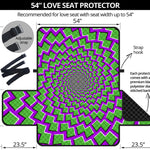 Green Shapes Moving Optical Illusion Loveseat Protector