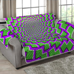 Green Shapes Moving Optical Illusion Loveseat Protector