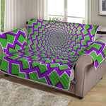 Green Shapes Moving Optical Illusion Loveseat Protector