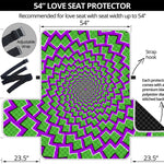 Green Shapes Moving Optical Illusion Loveseat Protector