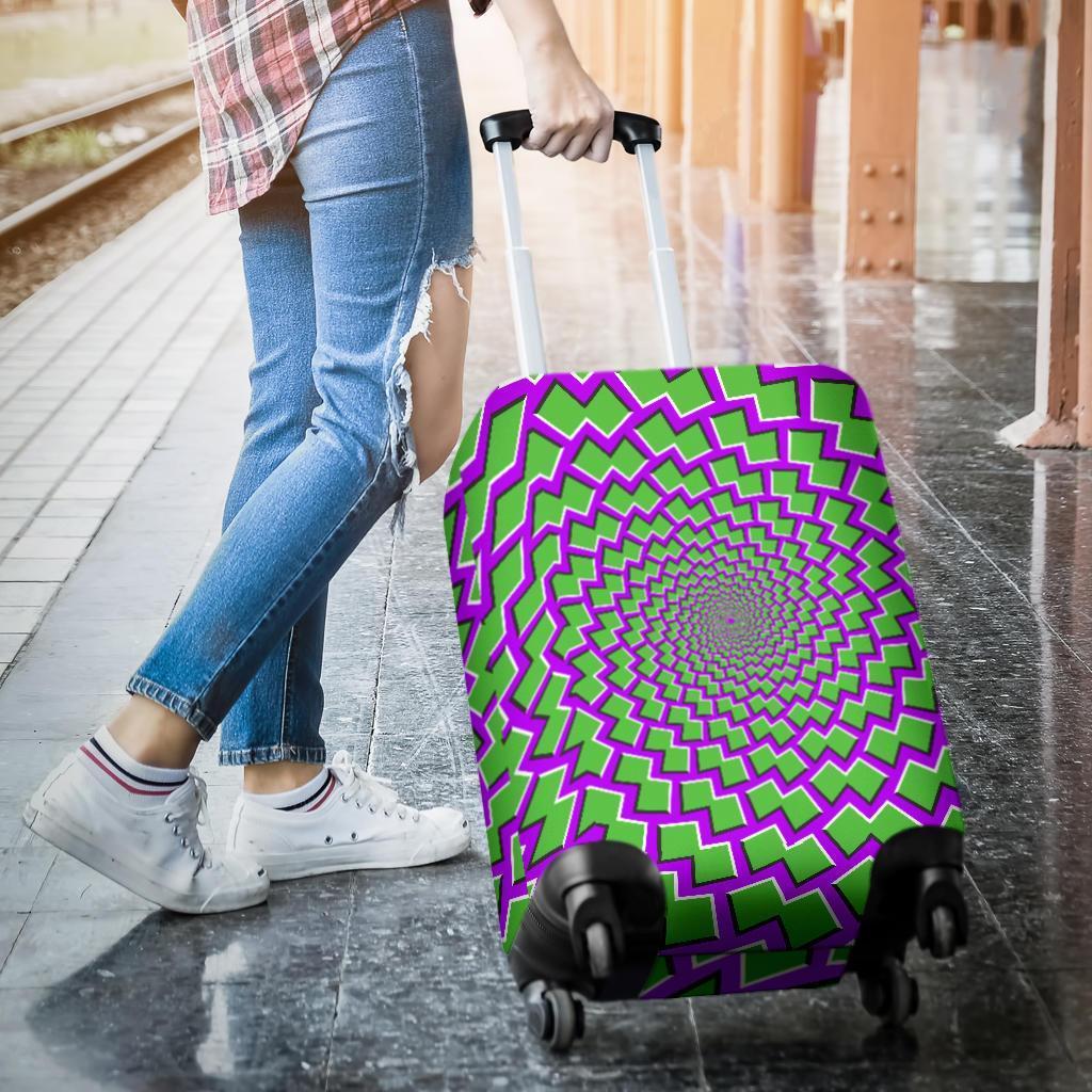 Green Shapes Moving Optical Illusion Luggage Cover GearFrost