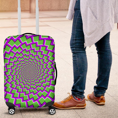 Green Shapes Moving Optical Illusion Luggage Cover GearFrost