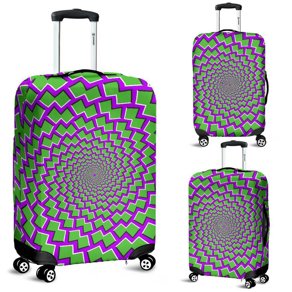 Green Shapes Moving Optical Illusion Luggage Cover GearFrost