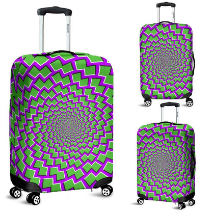 Green Shapes Moving Optical Illusion Luggage Cover GearFrost