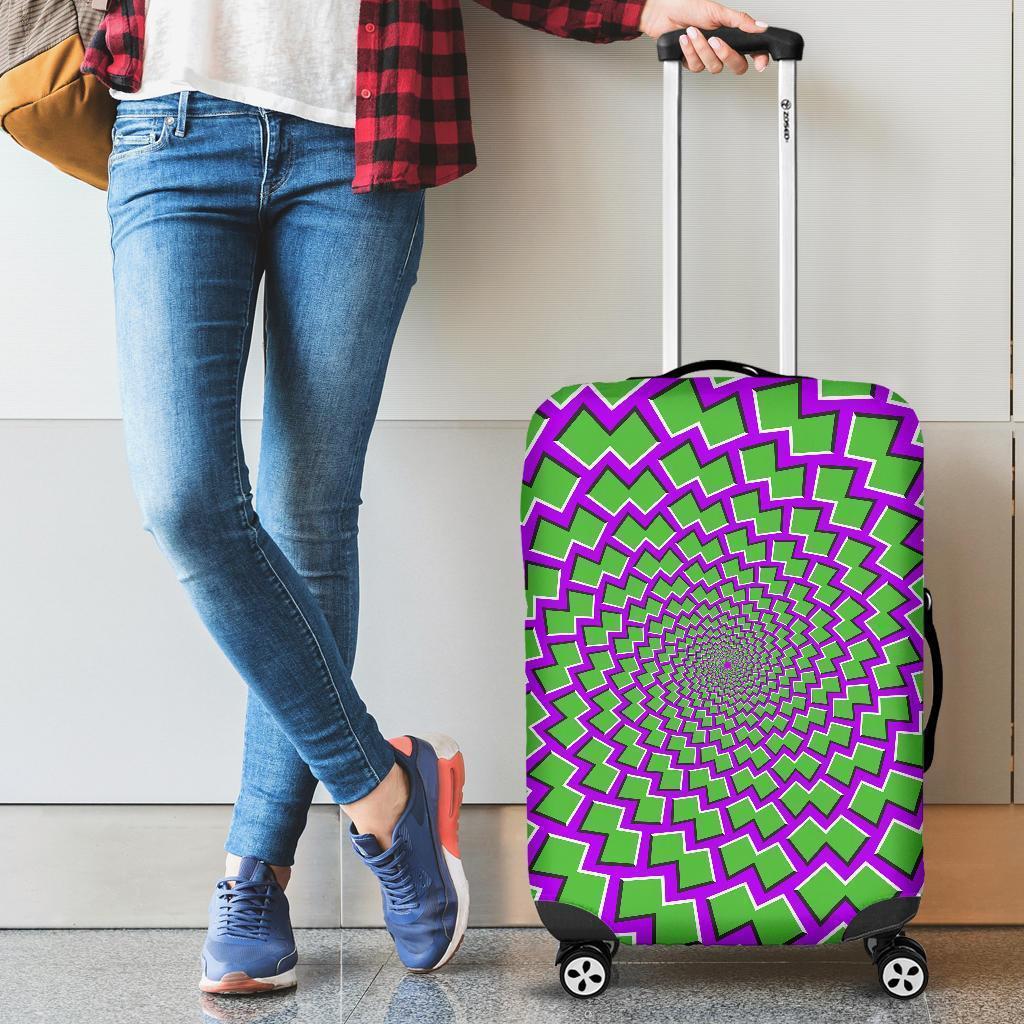 Green Shapes Moving Optical Illusion Luggage Cover GearFrost