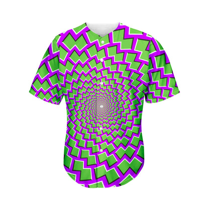 Green Shapes Moving Optical Illusion Men's Baseball Jersey