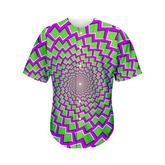 Green Shapes Moving Optical Illusion Men's Baseball Jersey