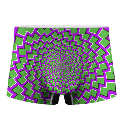 Green Shapes Moving Optical Illusion Men's Boxer Briefs