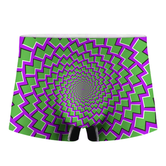 Green Shapes Moving Optical Illusion Men's Boxer Briefs