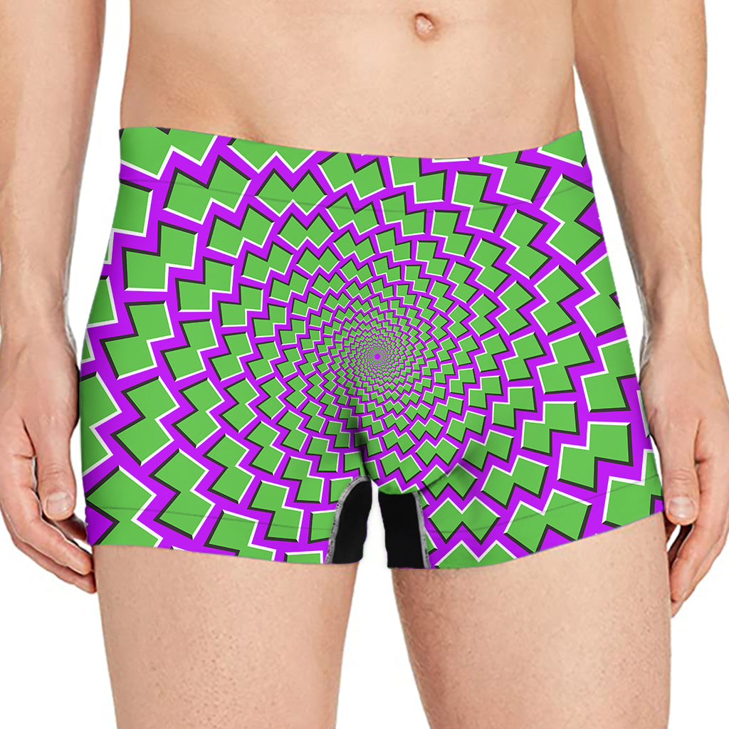 Green Shapes Moving Optical Illusion Men's Boxer Briefs