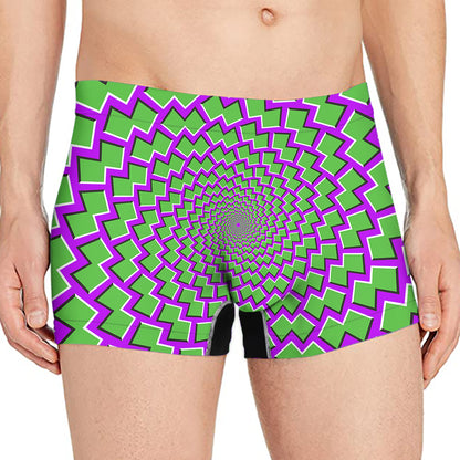 Green Shapes Moving Optical Illusion Men's Boxer Briefs