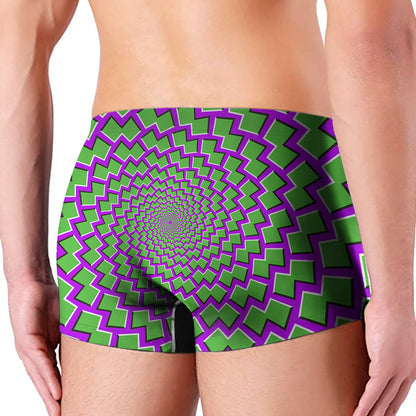 Green Shapes Moving Optical Illusion Men's Boxer Briefs