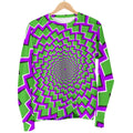 Green Shapes Moving Optical Illusion Men's Crewneck Sweatshirt