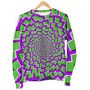 Green Shapes Moving Optical Illusion Men's Crewneck Sweatshirt GearFrost