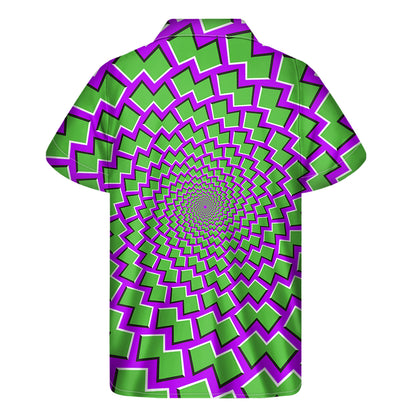 Green Shapes Moving Optical Illusion Men's Short Sleeve Shirt