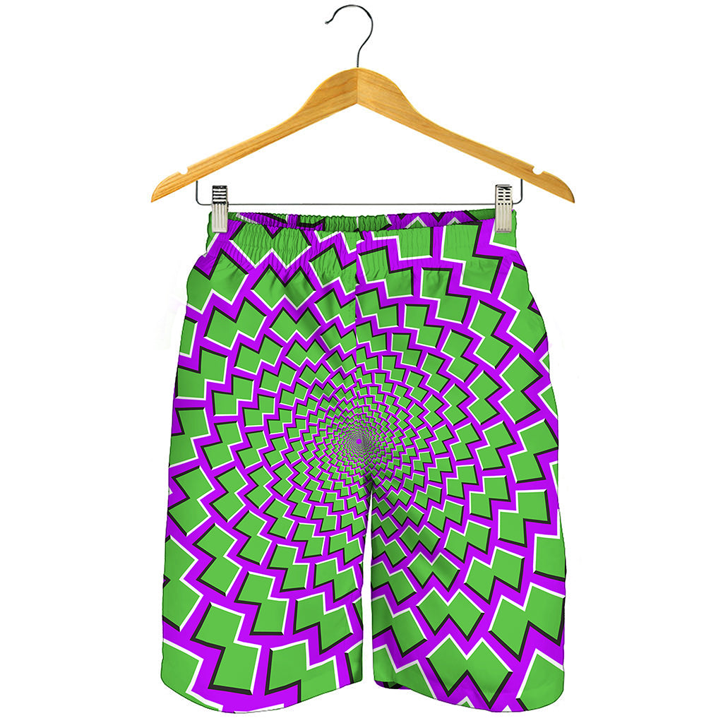 Green Shapes Moving Optical Illusion Men's Shorts
