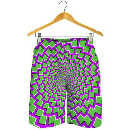 Green Shapes Moving Optical Illusion Men's Shorts