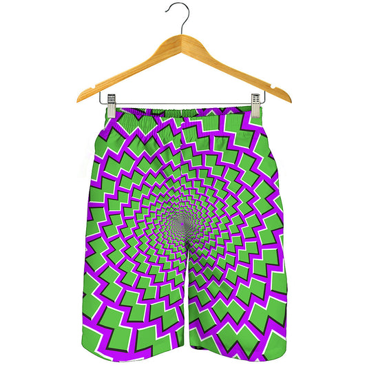Green Shapes Moving Optical Illusion Men's Shorts