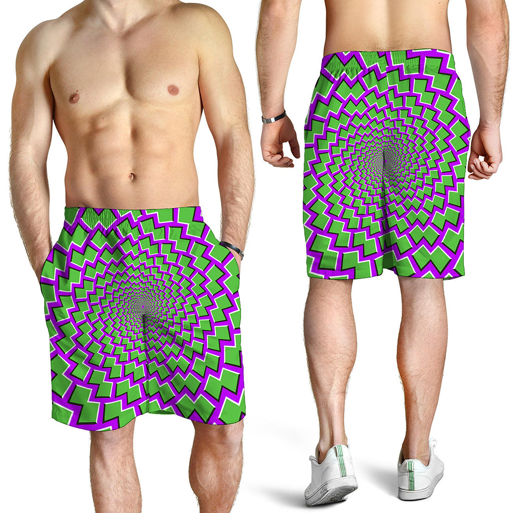 Green Shapes Moving Optical Illusion Men's Shorts