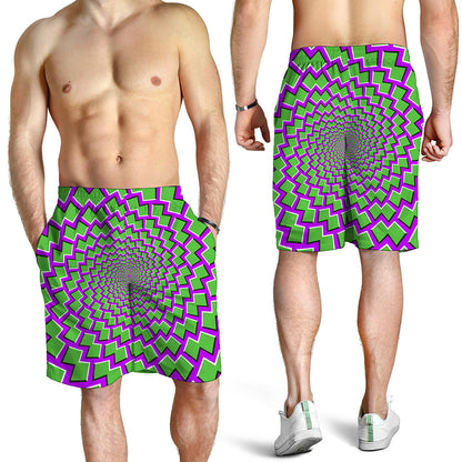 Green Shapes Moving Optical Illusion Men's Shorts