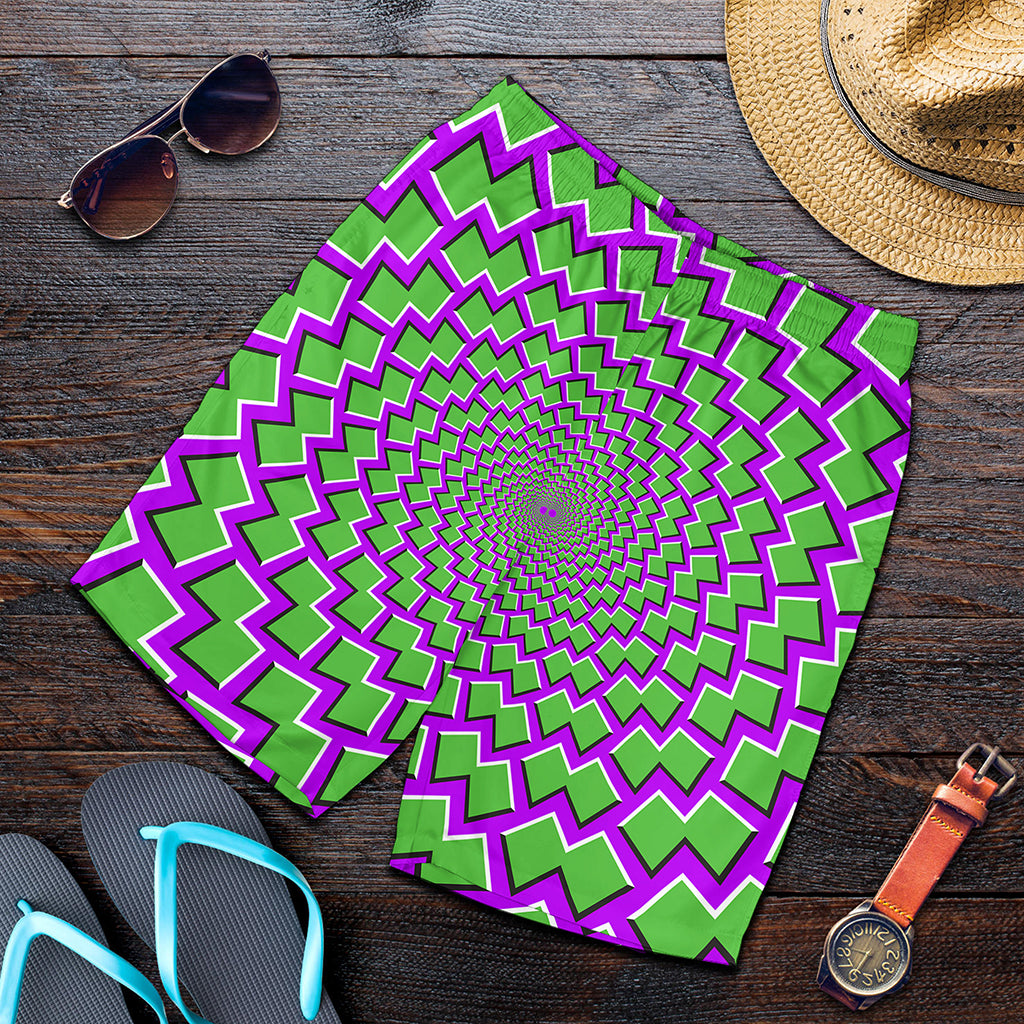 Green Shapes Moving Optical Illusion Men's Shorts
