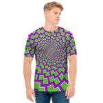 Green Shapes Moving Optical Illusion Men's T-Shirt
