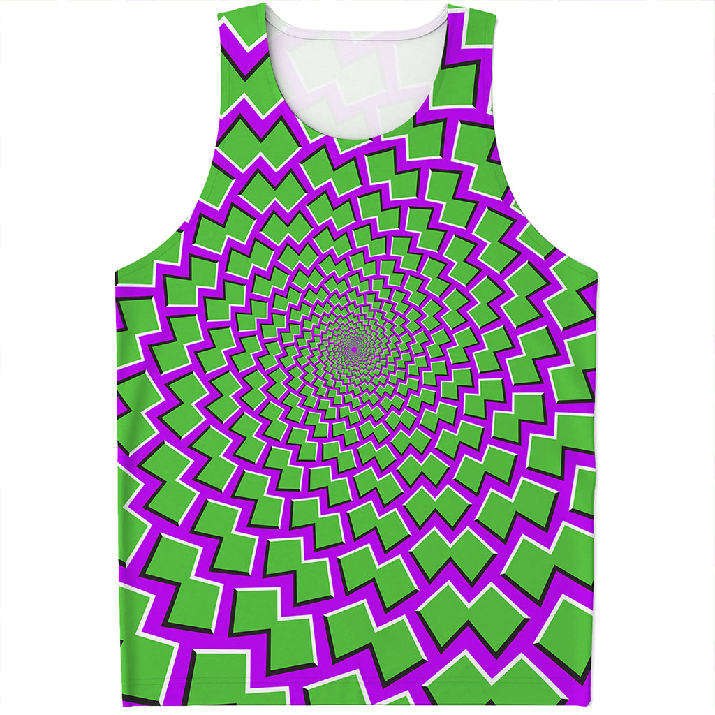 Green Shapes Moving Optical Illusion Men's Tank Top