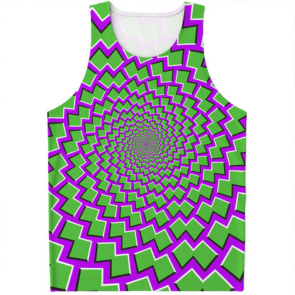Green Shapes Moving Optical Illusion Men's Tank Top