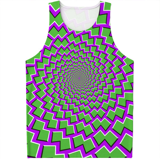 Green Shapes Moving Optical Illusion Men's Tank Top