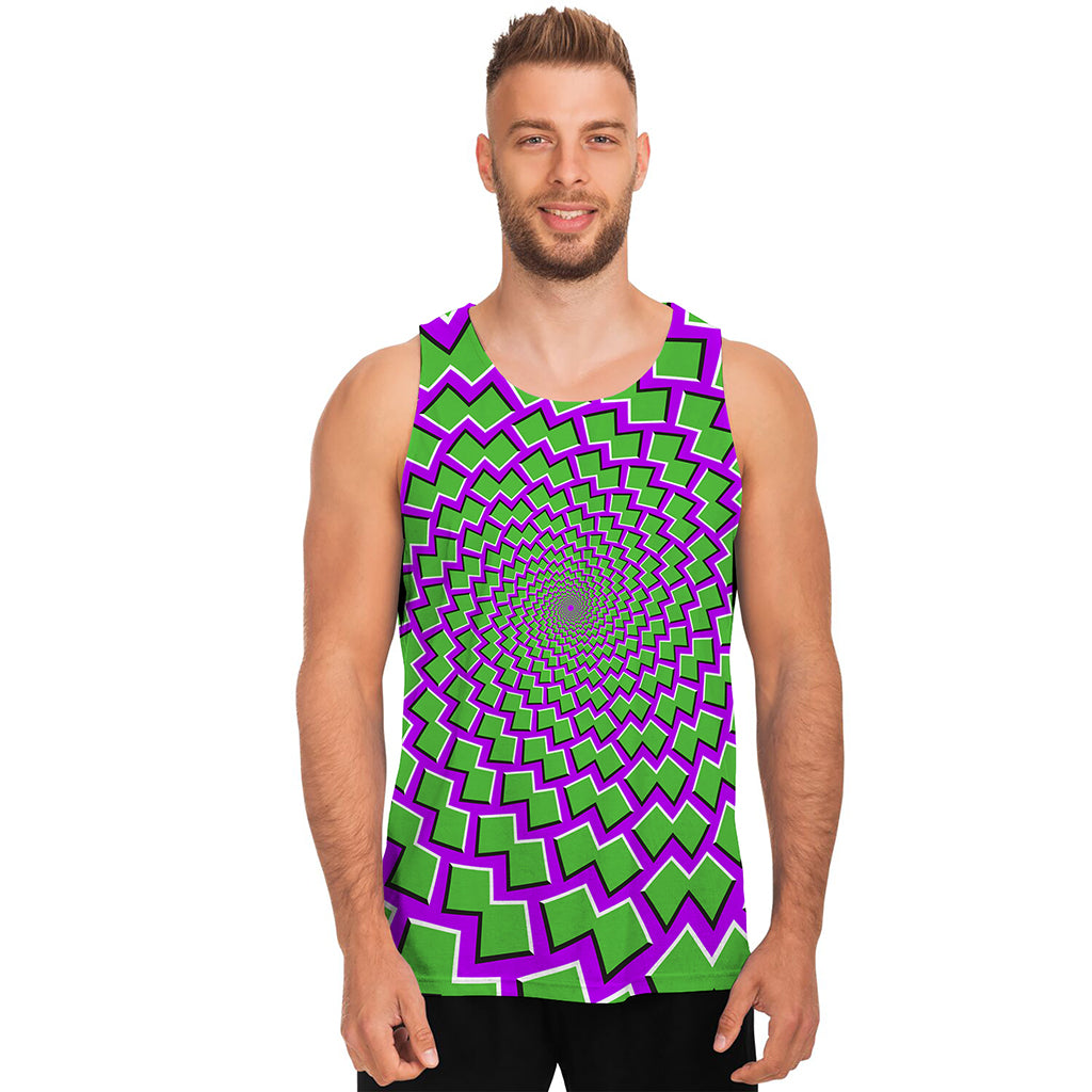 Green Shapes Moving Optical Illusion Men's Tank Top