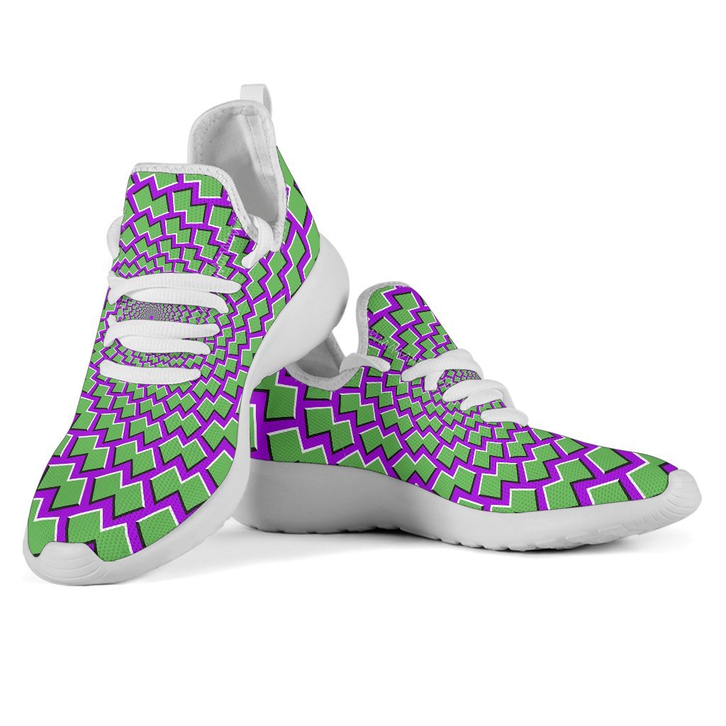 Green Shapes Moving Optical Illusion Mesh Knit Shoes GearFrost