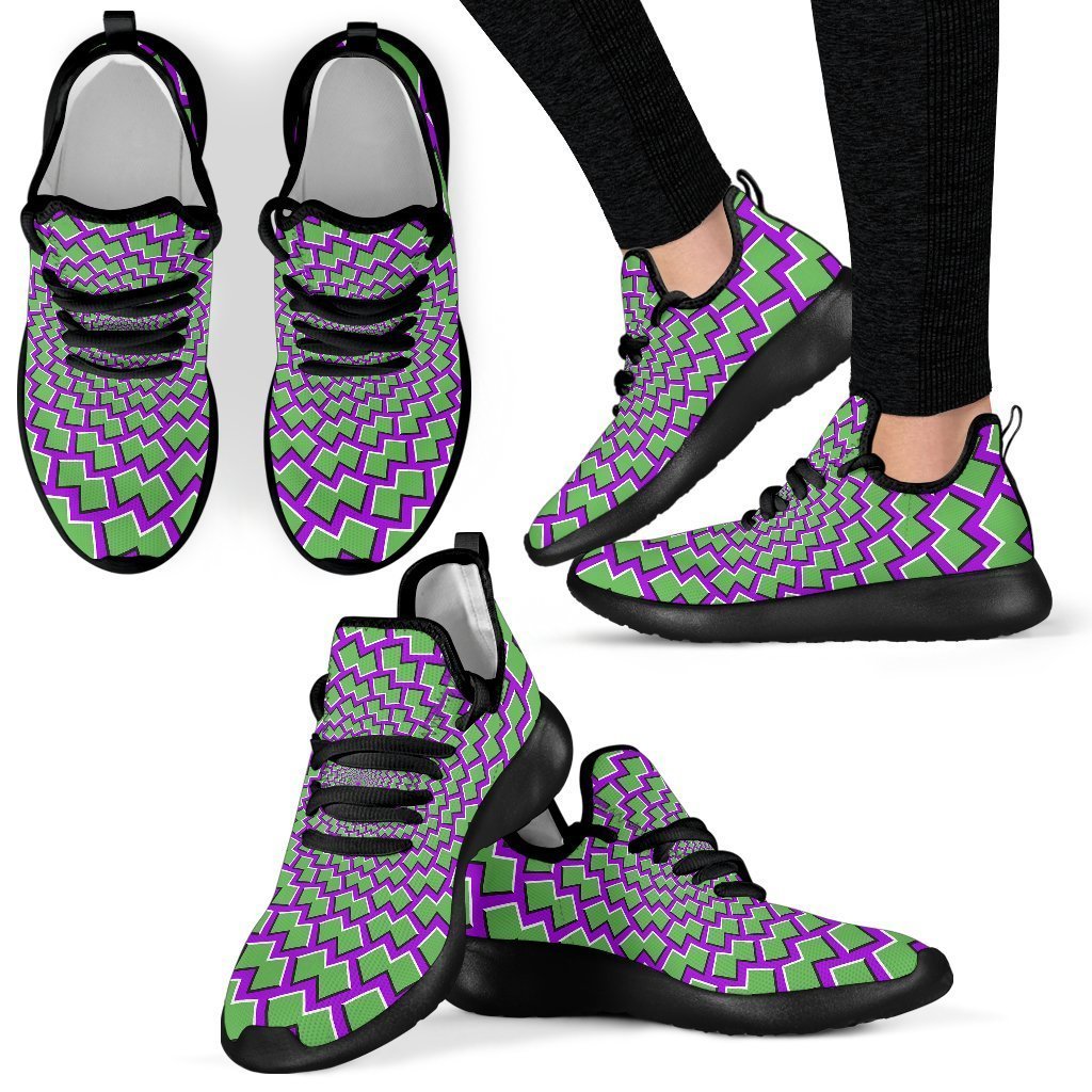 Green Shapes Moving Optical Illusion Mesh Knit Shoes GearFrost