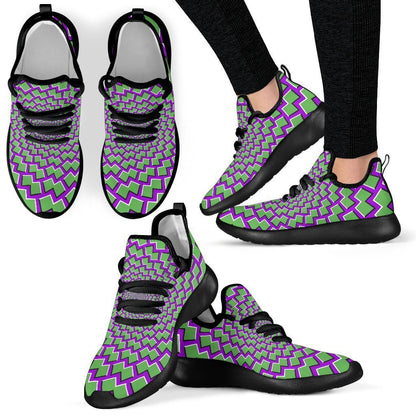 Green Shapes Moving Optical Illusion Mesh Knit Shoes GearFrost