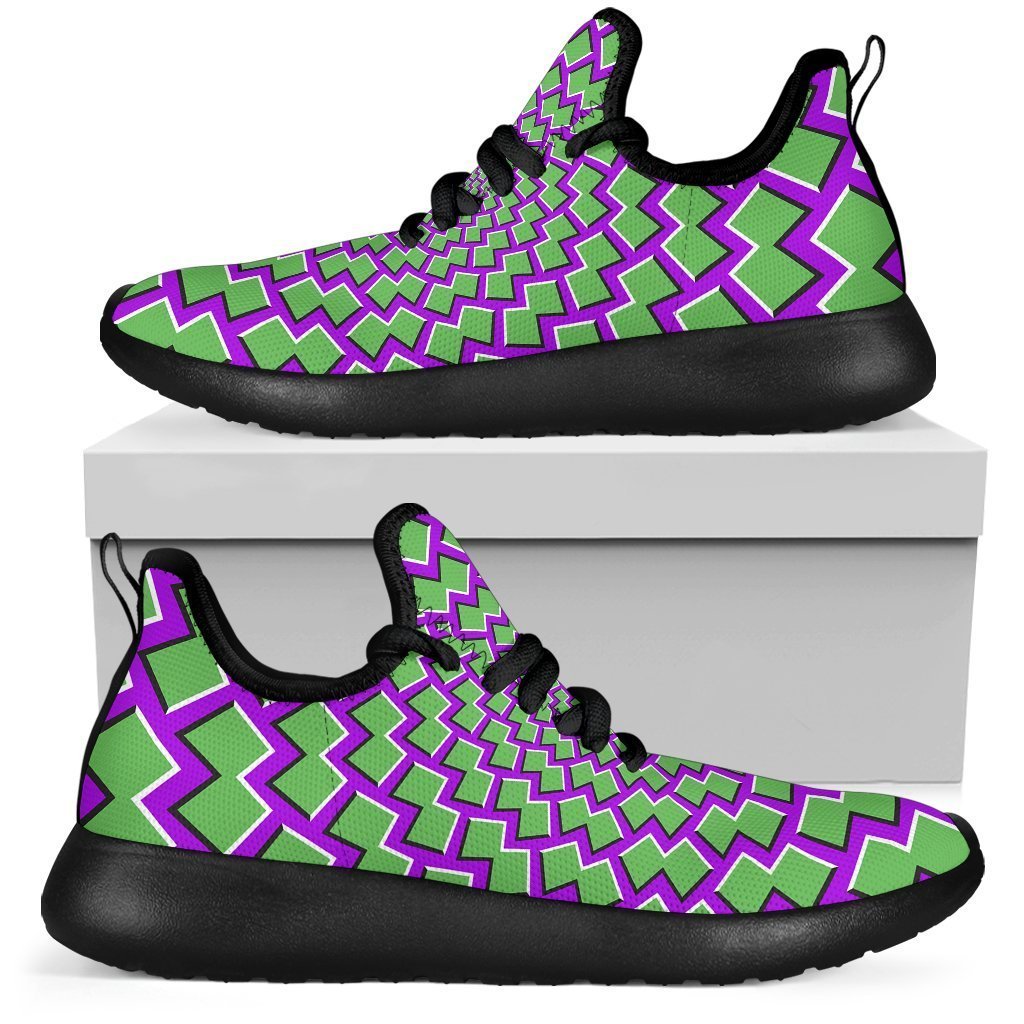 Green Shapes Moving Optical Illusion Mesh Knit Shoes GearFrost