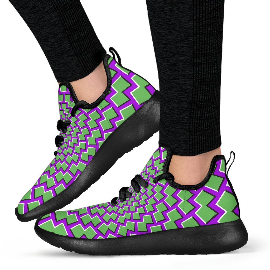 Green Shapes Moving Optical Illusion Mesh Knit Shoes GearFrost